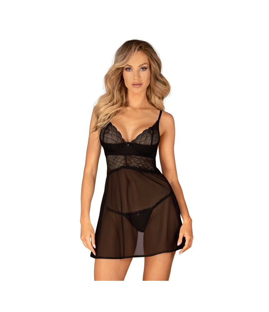 Chemeris babydoll et String - Noire
